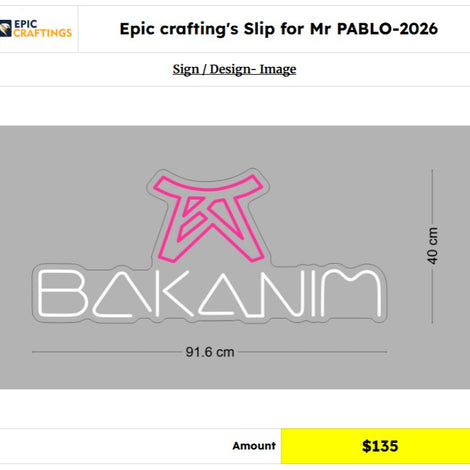 BAKANIM Custom neon sign for Mr PABLO