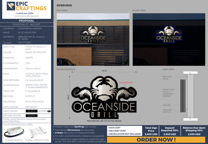 (#EC10107) Business Signs for Kyle (50% Deposit)