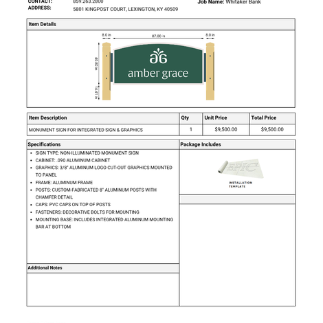 (EC11240) Whitaker Bank project for Integrated Sign & Graphics (50% Deposit )
