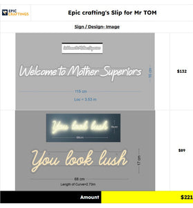 Custom Neon sign for MR TOM