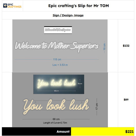 Custom Neon sign for MR TOM