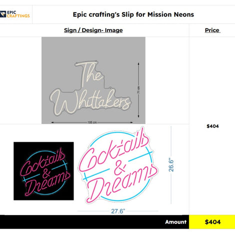 Togther Neon Signs for Mission neons