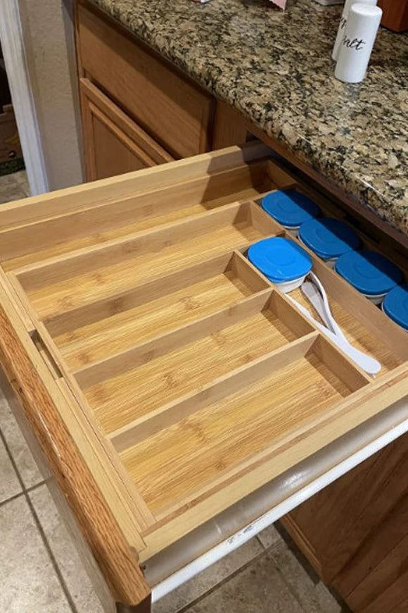 Expandable Bamboo Utensil Holder and Cutlery Tray Multifunctional Kit Epic Craftings