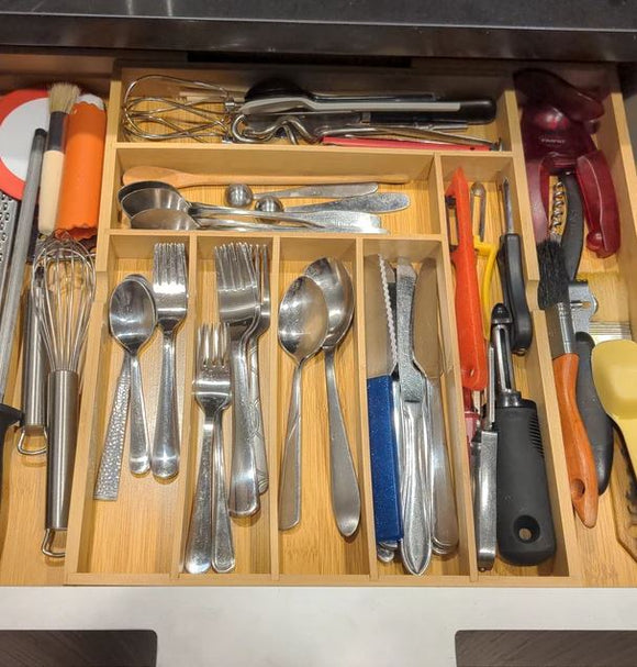 Expandable Bamboo Utensil Holder and Cutlery Tray Multifunctional Kit Epic Craftings