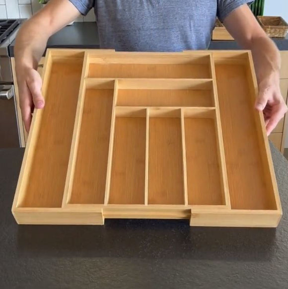 Expandable Bamboo Utensil Holder and Cutlery Tray Multifunctional Kit Epic Craftings