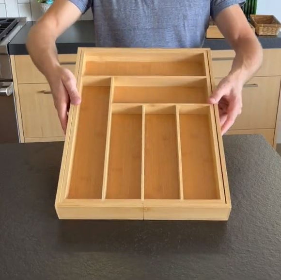 Expandable Bamboo Utensil Holder and Cutlery Tray Multifunctional Kit Epic Craftings